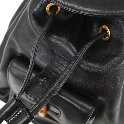 Gucci Black Leather Bamboo Backpack
