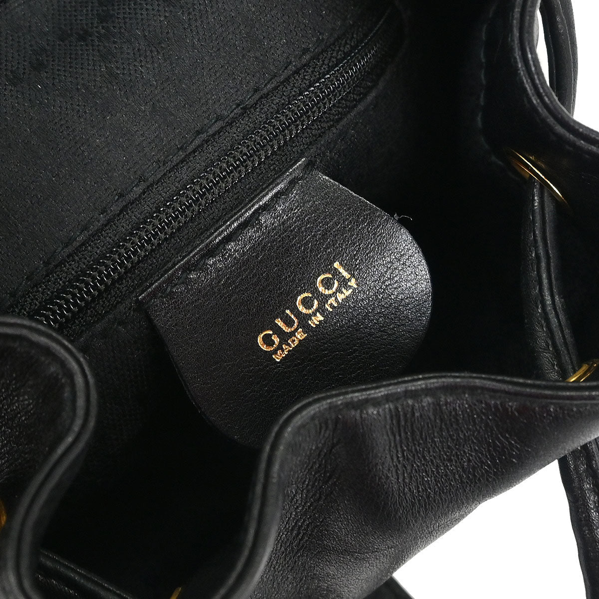 Gucci Black Leather Bamboo Backpack