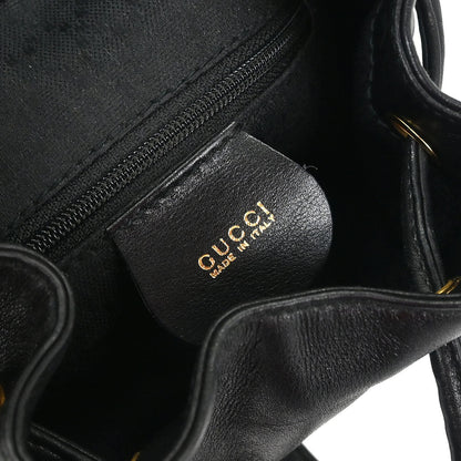 Gucci Black Leather Bamboo Backpack
