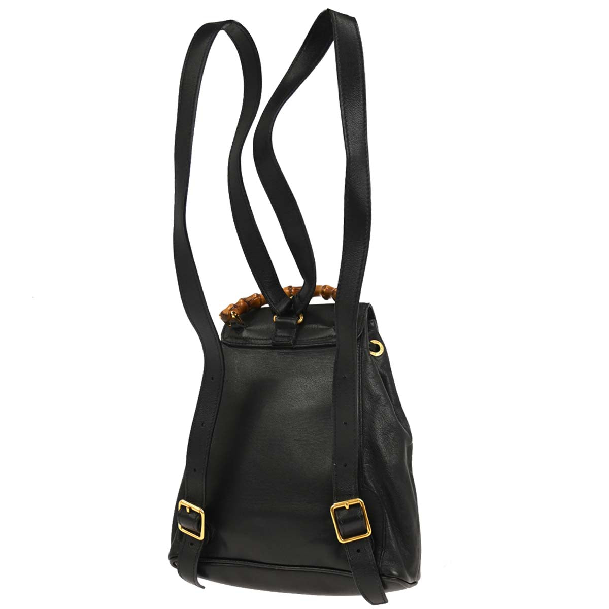 Gucci Navy Leather Bamboo Backpack