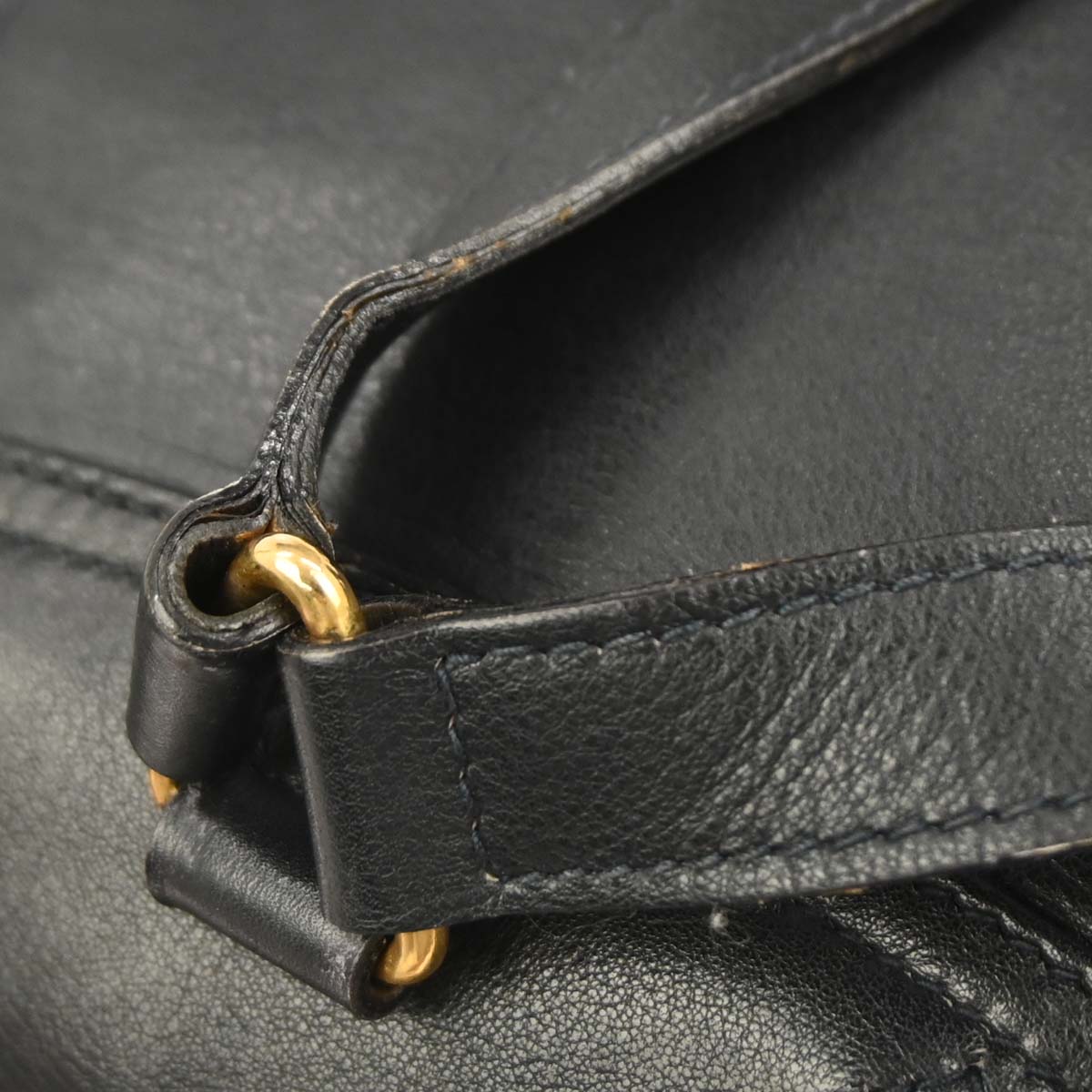 Gucci Navy Leather Bamboo Backpack