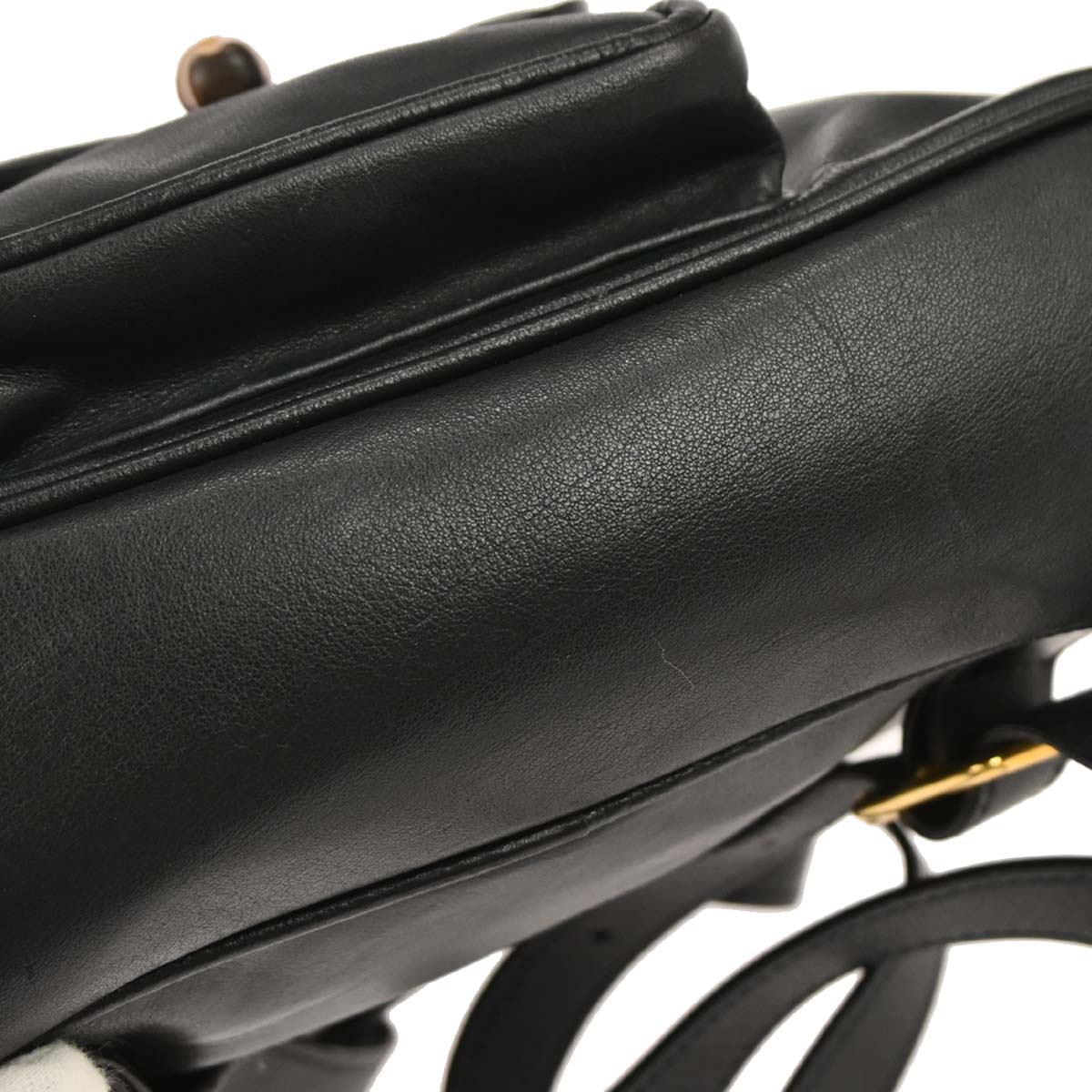 Gucci Navy Leather Bamboo Backpack