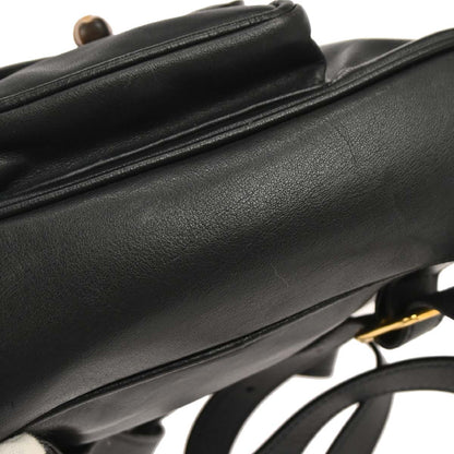 Gucci Navy Leather Bamboo Backpack