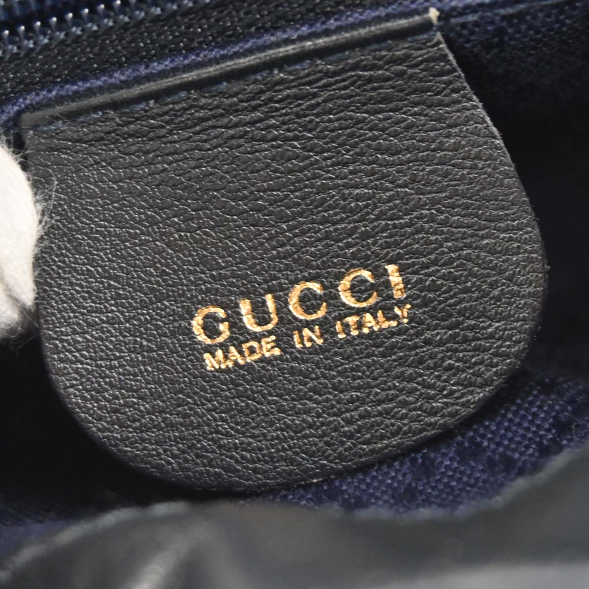Gucci Navy Leather Bamboo Backpack