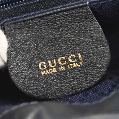 Gucci Navy Leather Bamboo Backpack
