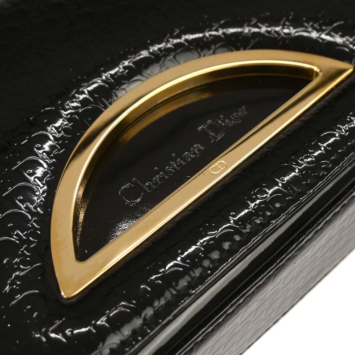 Christian Dior Black Patent Leather Trotter Malice Handbag