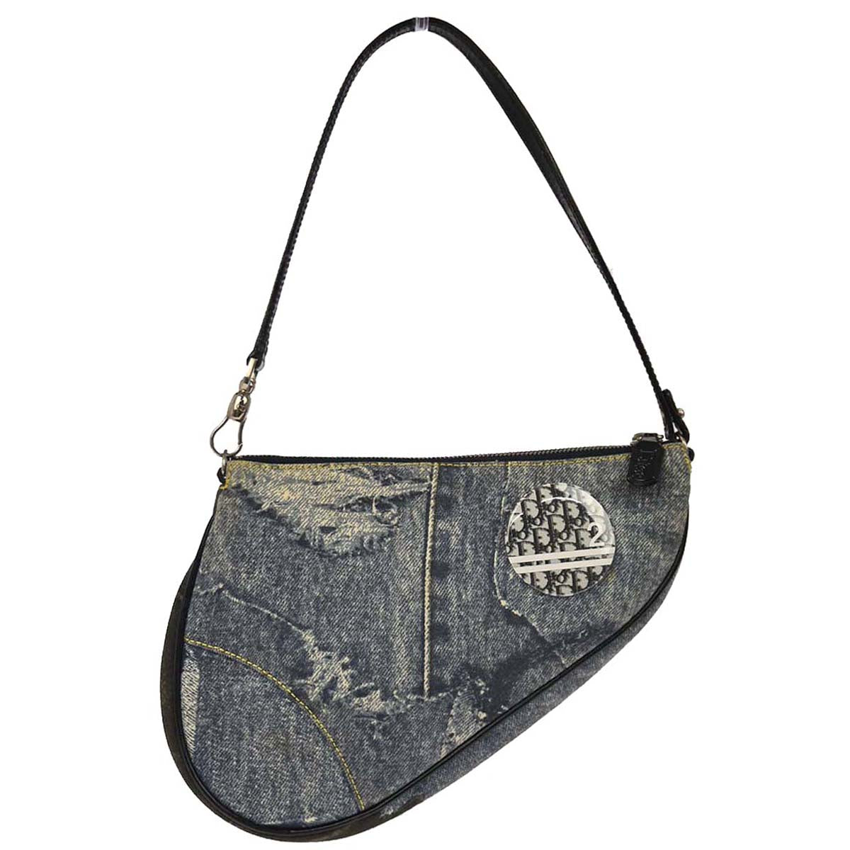 Christian Dior Blue Denim Print Saddle Handbag