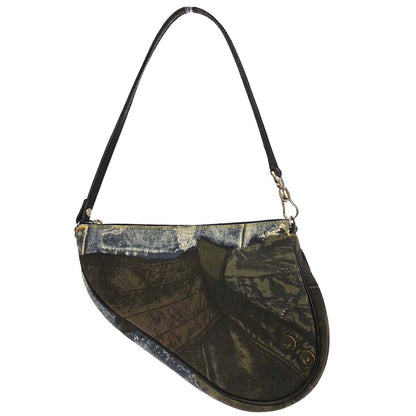 Christian Dior Blue Denim Print Saddle Handbag