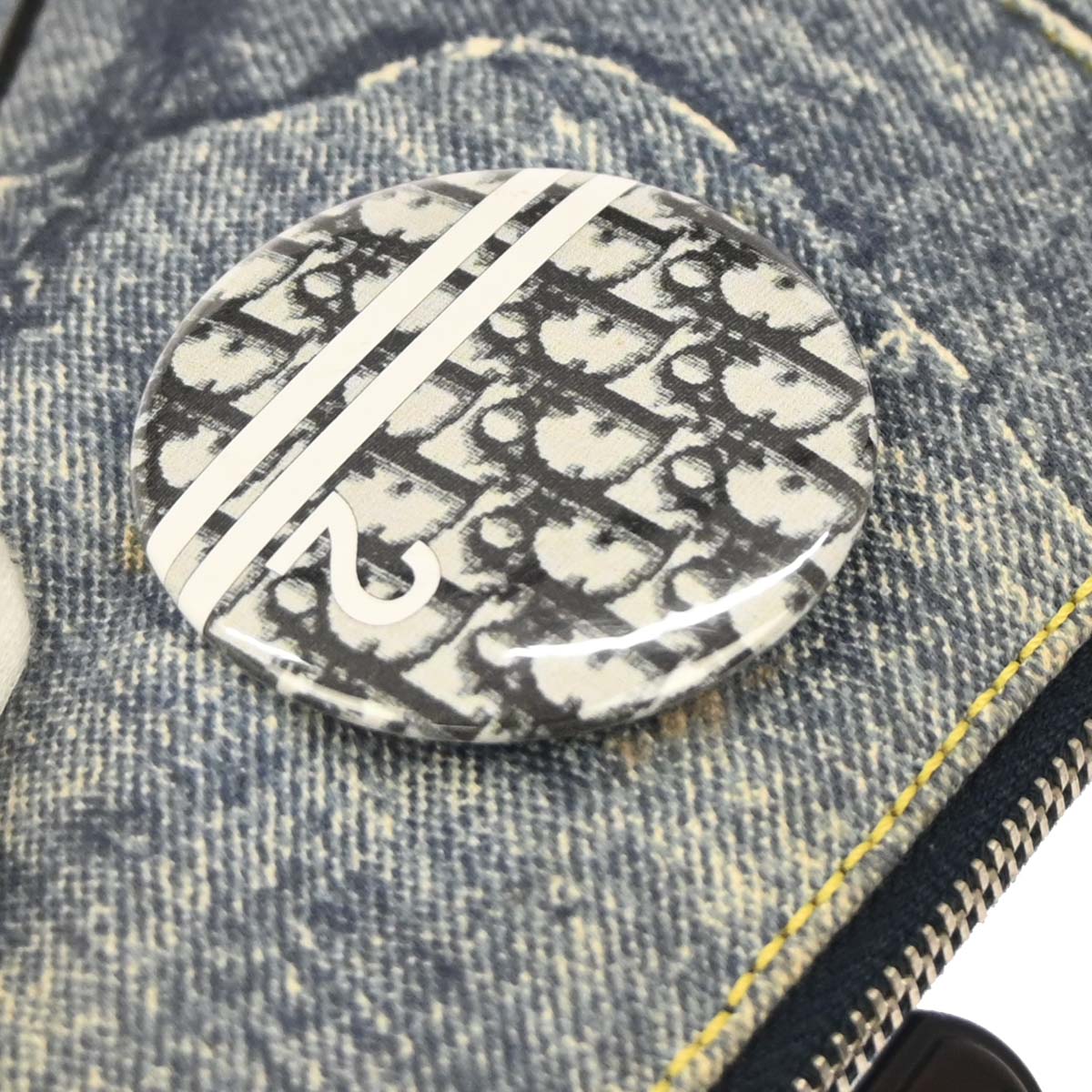 Christian Dior Blue Denim Print Saddle Handbag