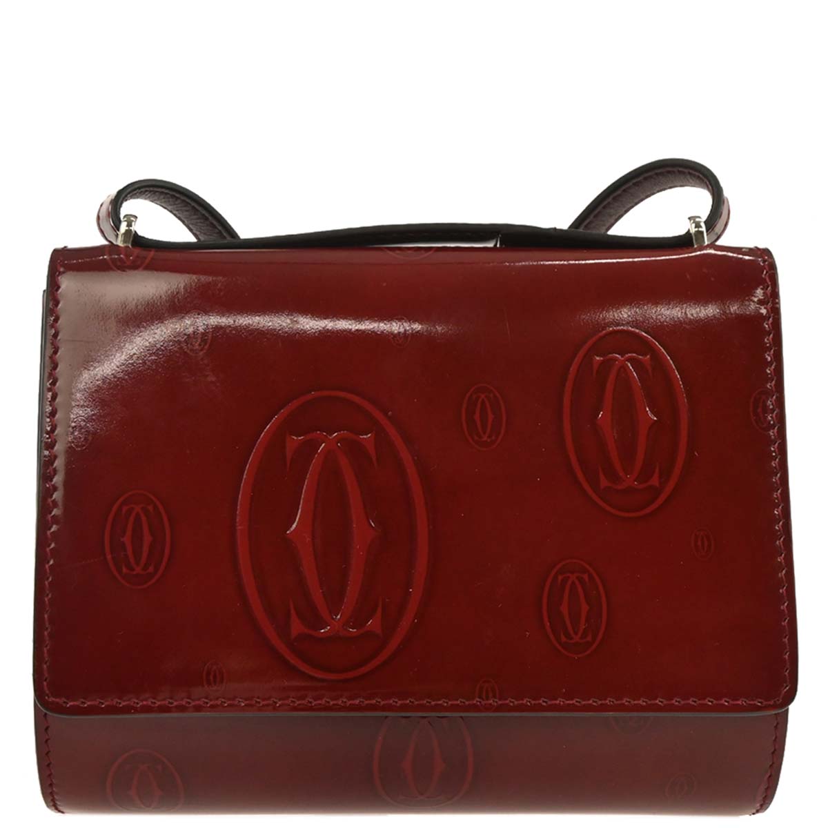 Cartier Bordeaux Patent Leather Happy Birthday Shoulder Bag