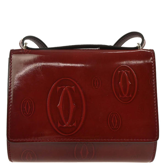 Cartier Bordeaux Patent Leather Happy Birthday Shoulder Bag