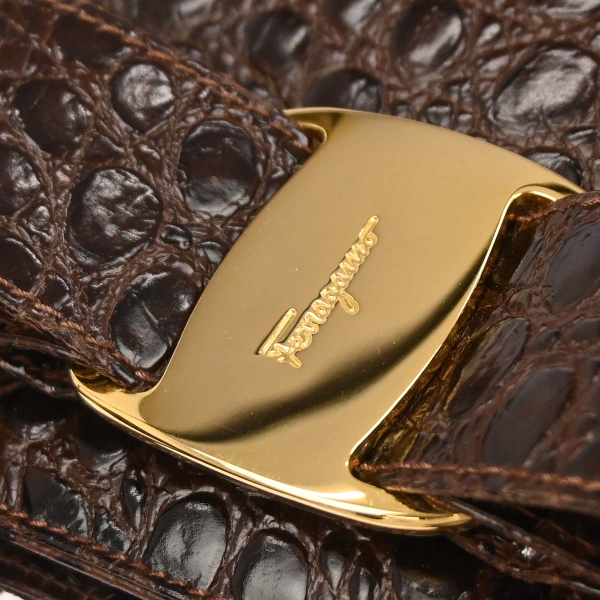 Salvatore Ferragamo Brown Vara Bow 2way Shoulder Handbag