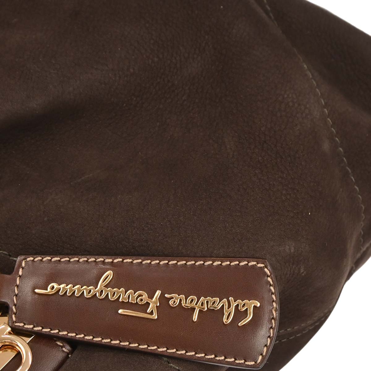 Salvatore Ferragamo Brown Suede Gancini 2way Shoulder Handbag