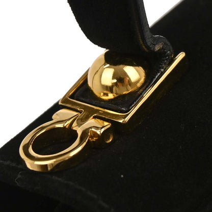 Salvatore Ferragamo Black Suede Gancini Handbag
