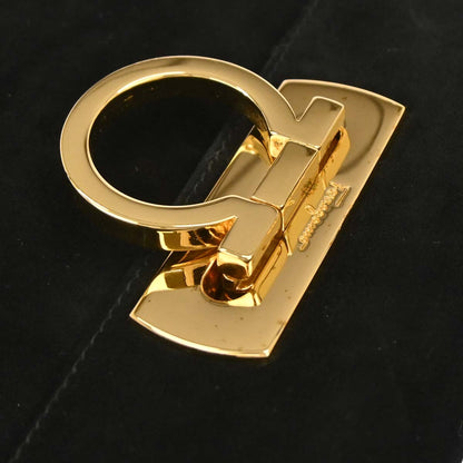 Salvatore Ferragamo Black Suede Gancini Handbag