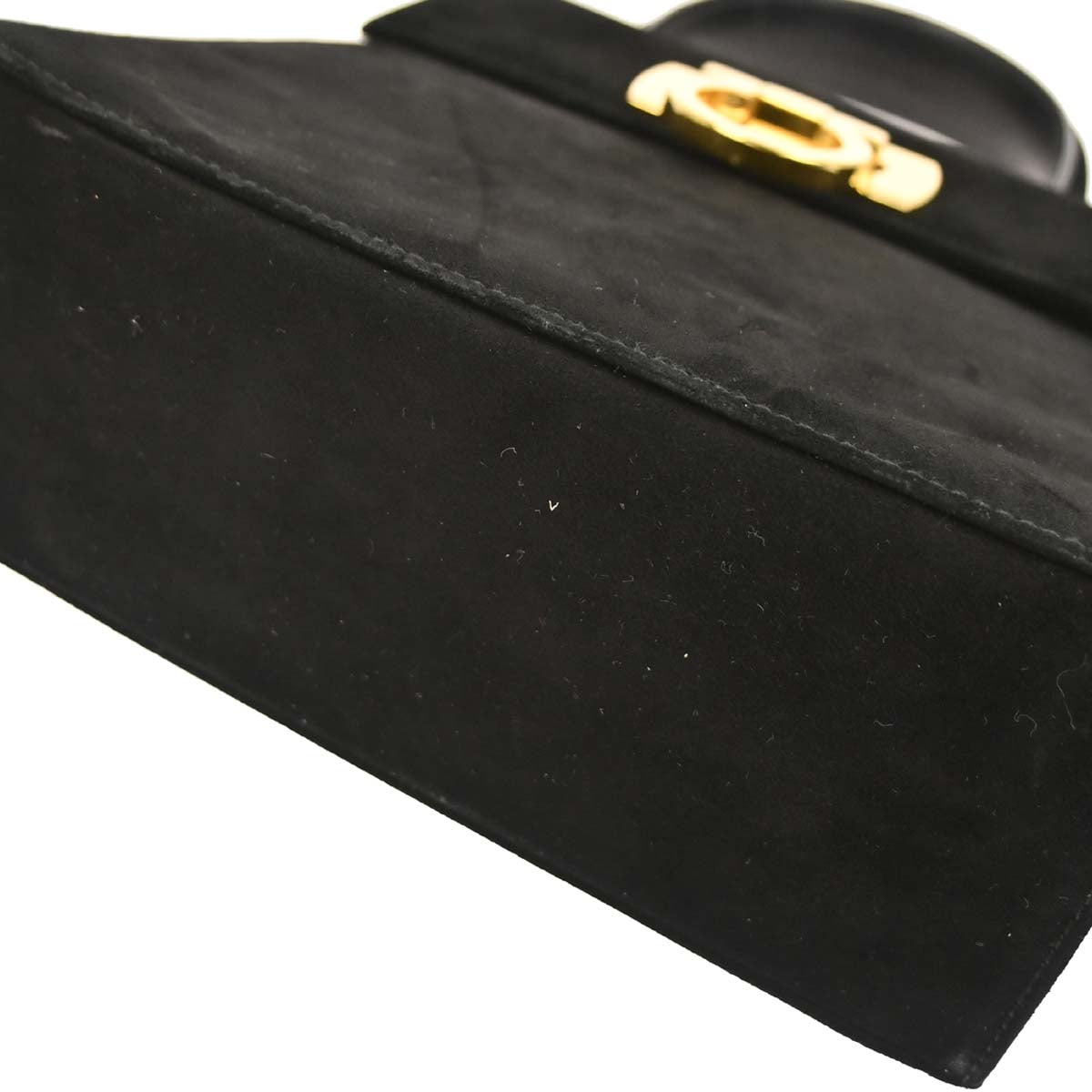 Salvatore Ferragamo Black Suede Gancini Handbag