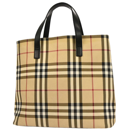 Burberry Beige PVC Burberry Check Tote Handbag
