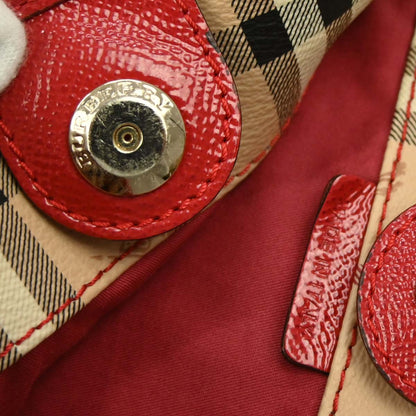 Burberry Beige Red House Check Tote Bag
