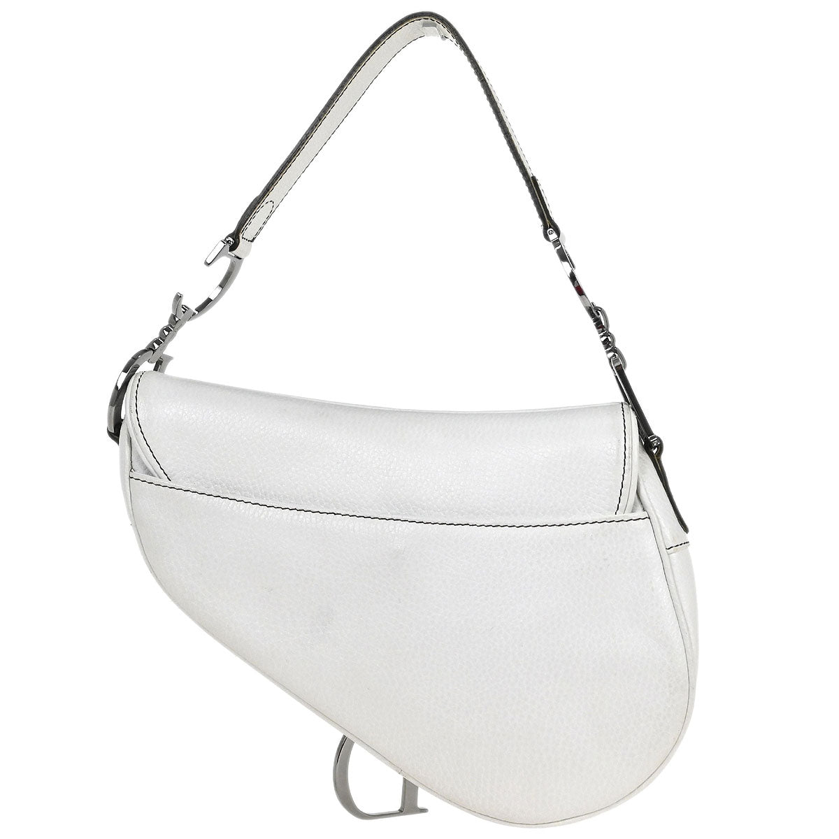 Christian Dior White Leather Saddle Handbag