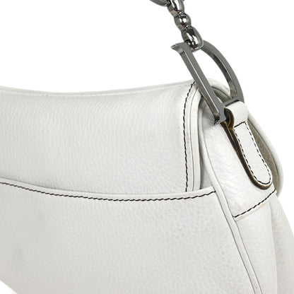 Christian Dior White Leather Saddle Handbag