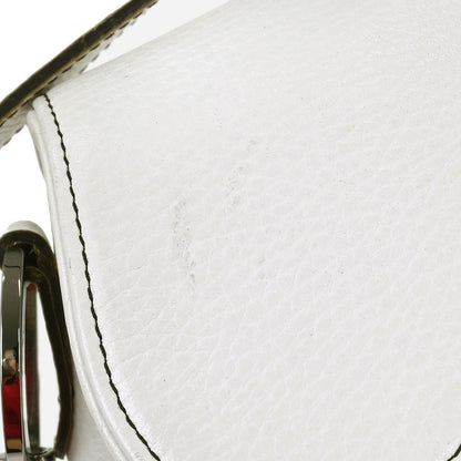 Christian Dior White Leather Saddle Handbag