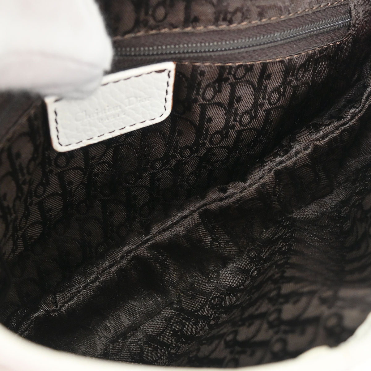 Christian Dior White Leather Saddle Handbag