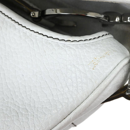 Christian Dior White Leather Saddle Handbag