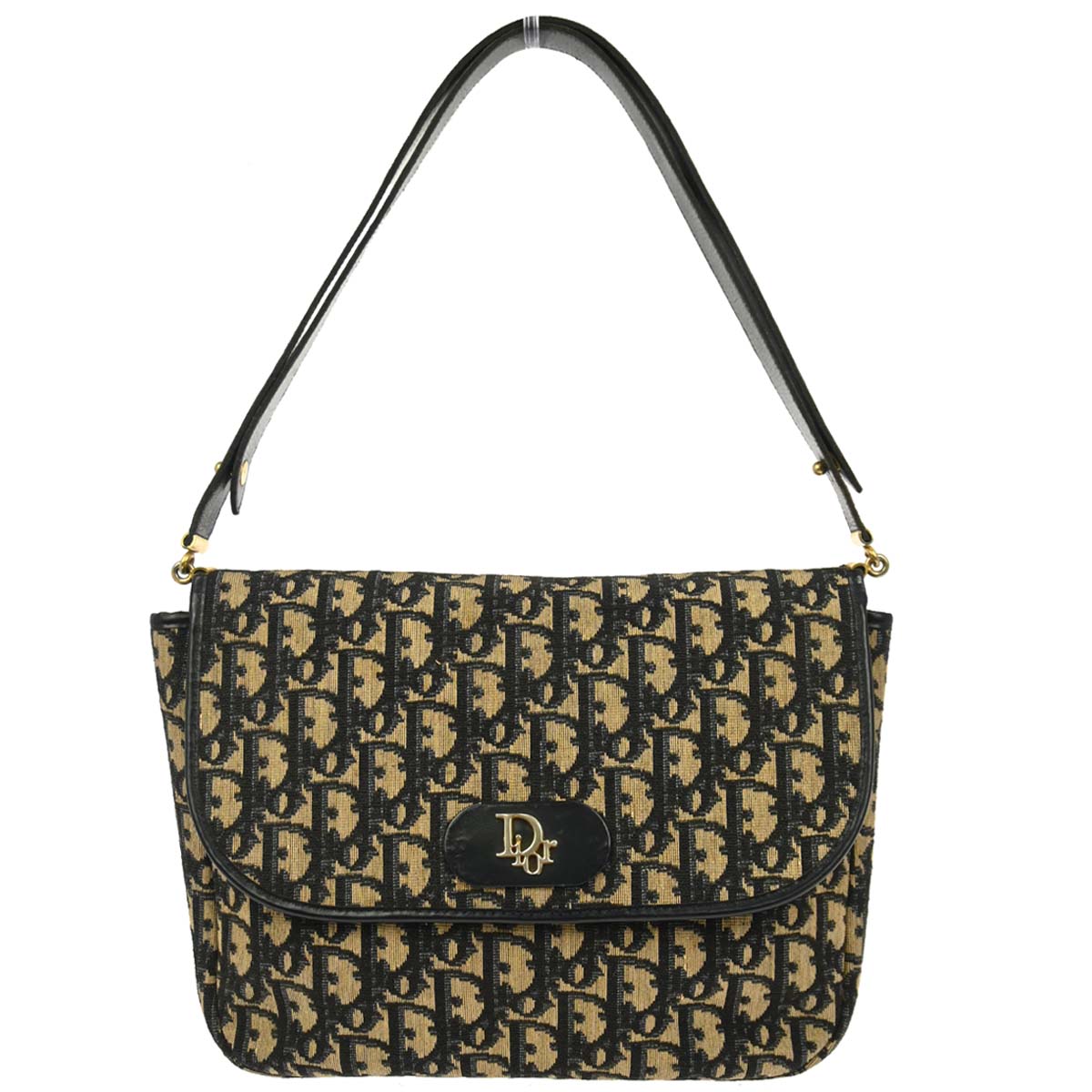 Christian Dior Beige Navy Trotter Shoulder Bag