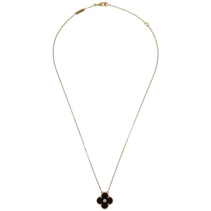 Van Cleef & Arpels Alhambra Pendant Necklace Onyx Diamond Au750