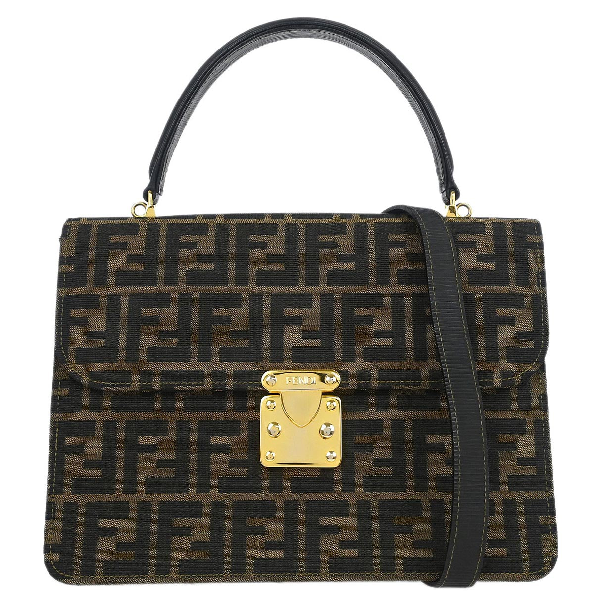 Fendi Brown Canvas Zucca Briefcase 2way Shoulder Handbag