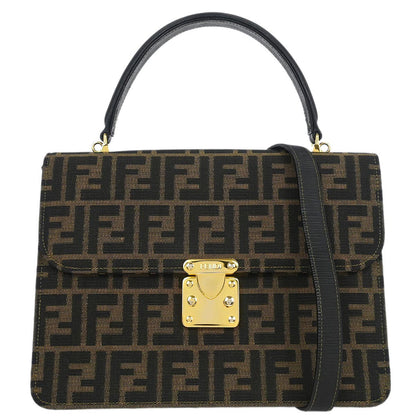 Fendi Brown Canvas Zucca Briefcase 2way Shoulder Handbag