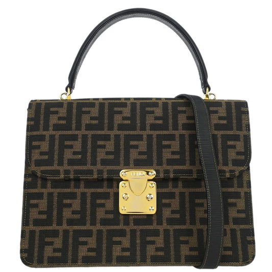 Fendi Brown Canvas Zucca Briefcase 2way Shoulder Handbag