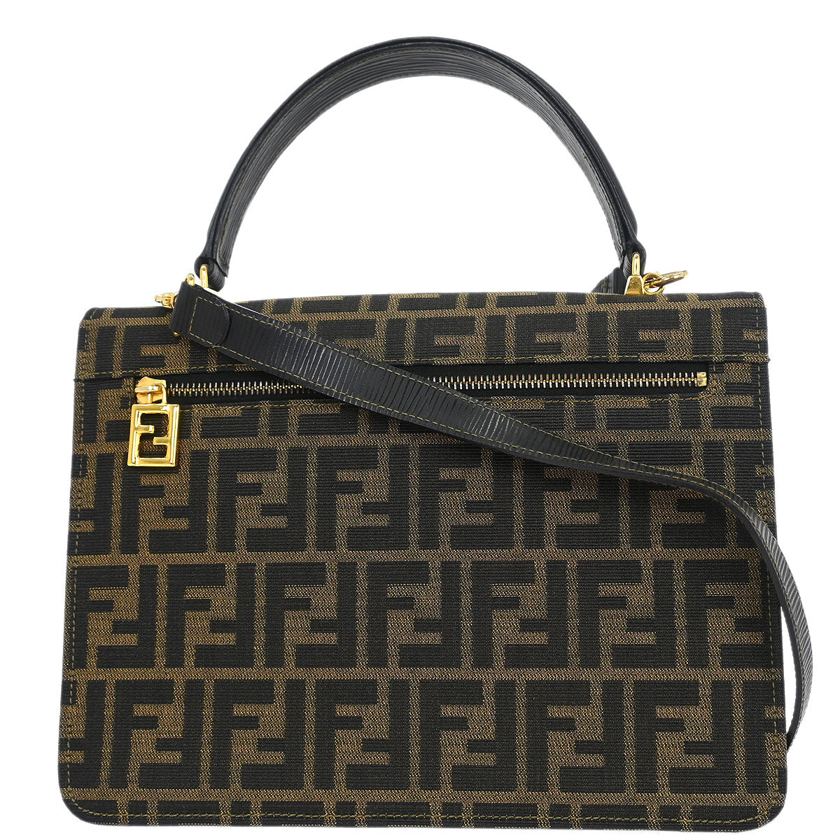 Fendi Brown Canvas Zucca Briefcase 2way Shoulder Handbag