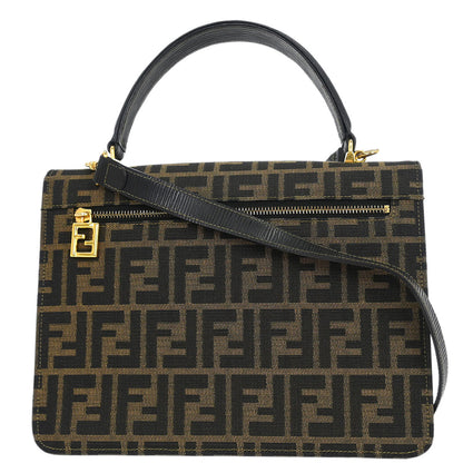 Fendi Brown Canvas Zucca Briefcase 2way Shoulder Handbag