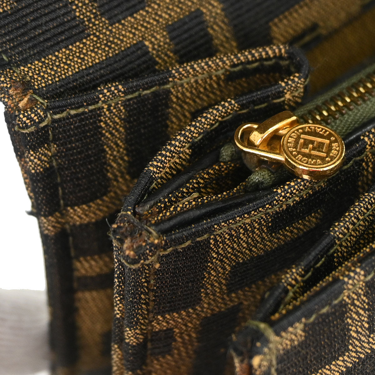 Fendi Brown Canvas Zucca Briefcase 2way Shoulder Handbag