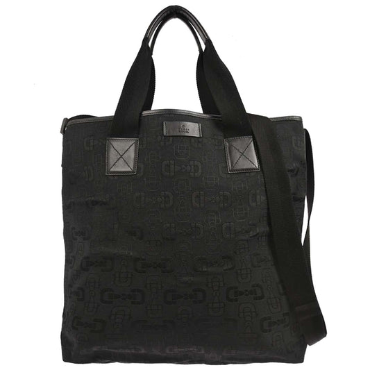 Gucci Black Canvas Tote 2way Shoulder Handbag