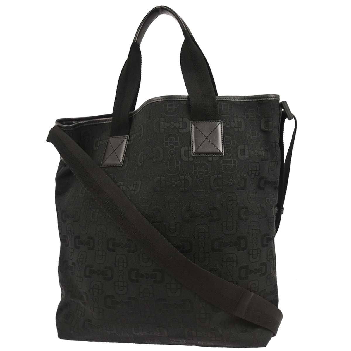 Gucci Black Canvas Tote 2way Shoulder Handbag