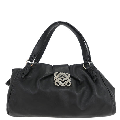 Loewe Black Leather Anagram Handbag