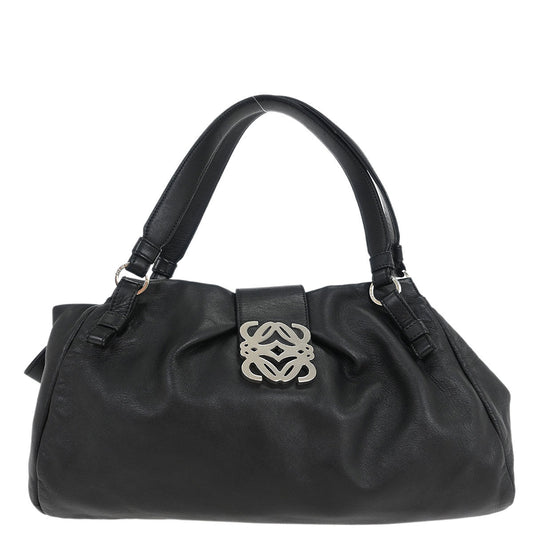 Loewe Black Leather Anagram Handbag