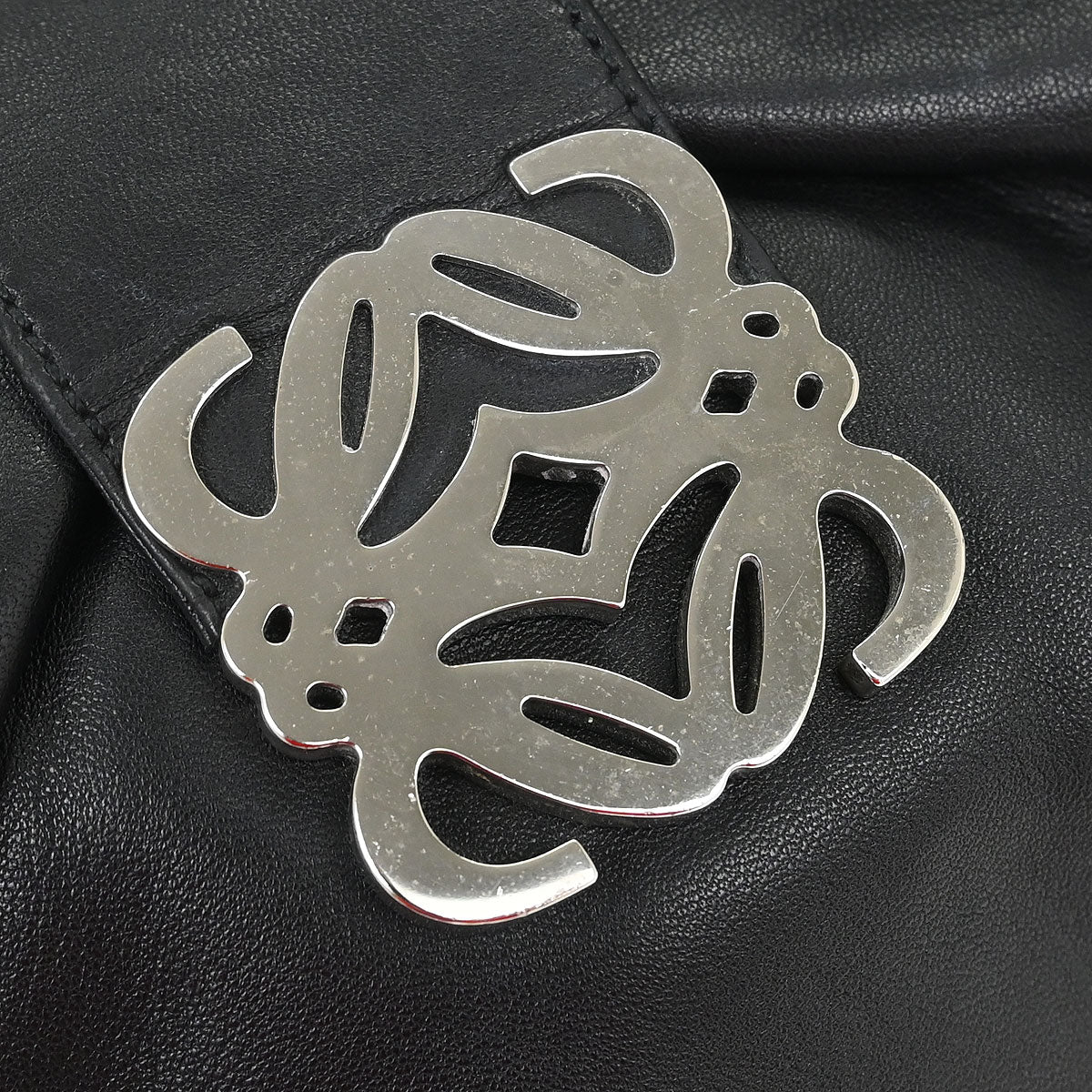 Loewe Black Leather Anagram Handbag