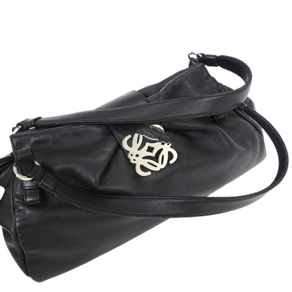 Loewe Black Leather Anagram Handbag