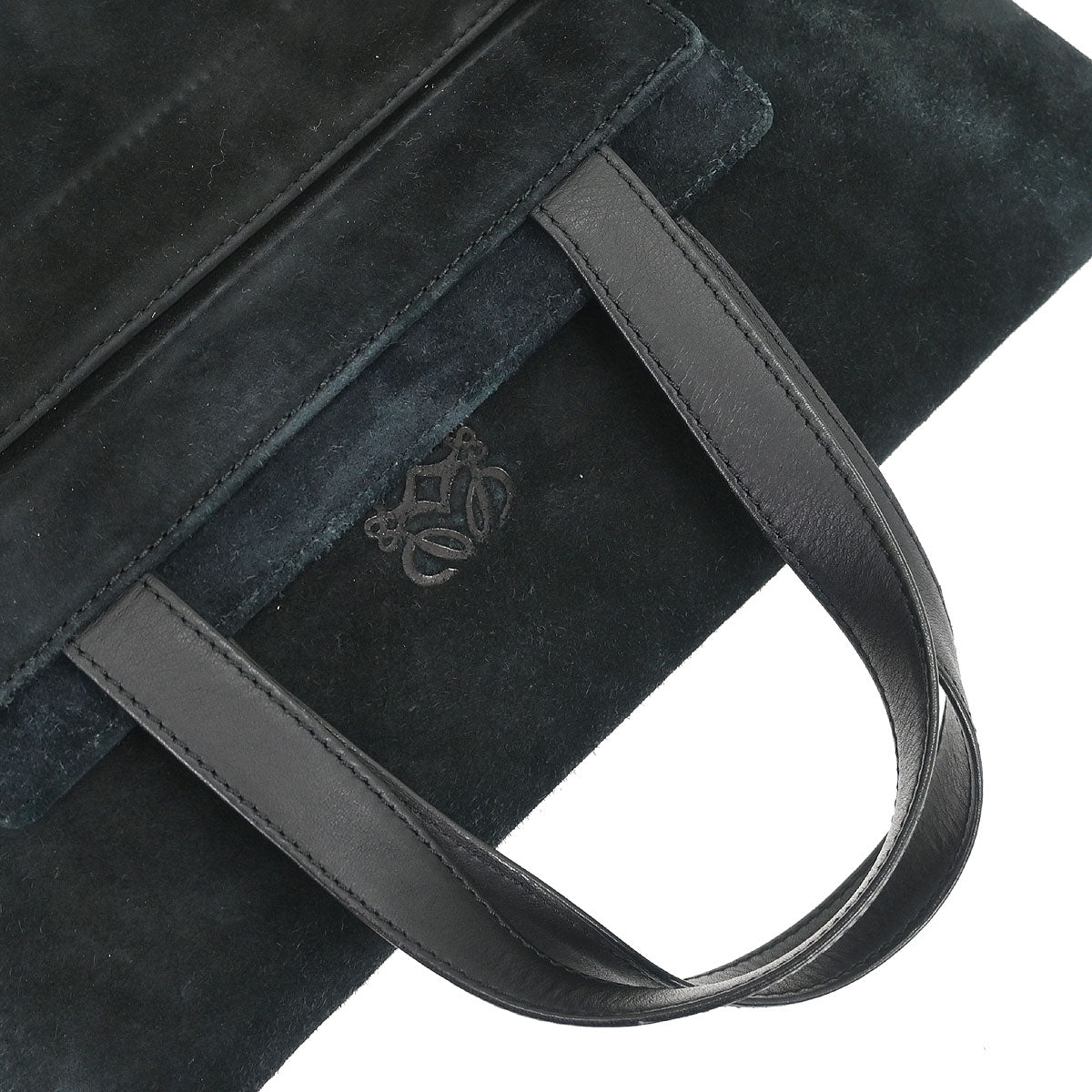 Loewe Black Suede Anagram Handbag