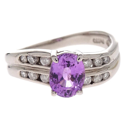 Ring Pt850 Purple Sapphire Diamond #49