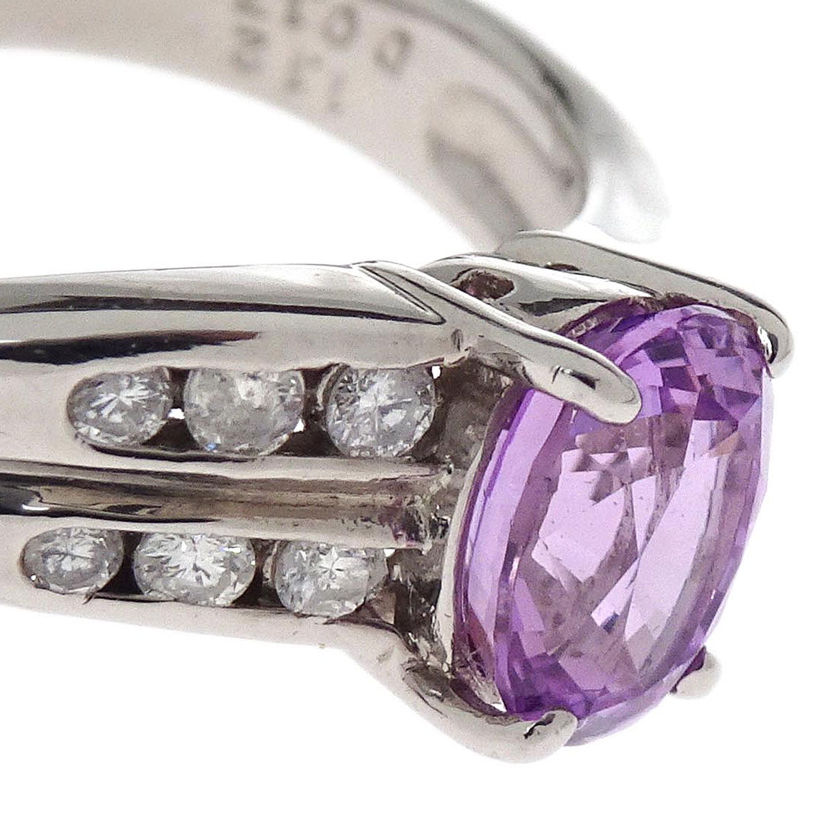 Ring Pt850 Purple Sapphire Diamond #49
