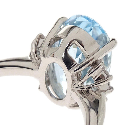 Ring Pt900 Silver Aquamarine Diamond #52