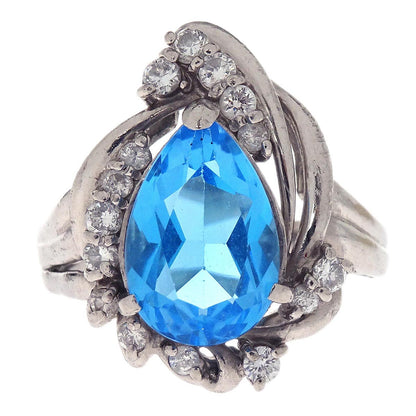 Ring Pt900 Blue Topaz Diamond #54