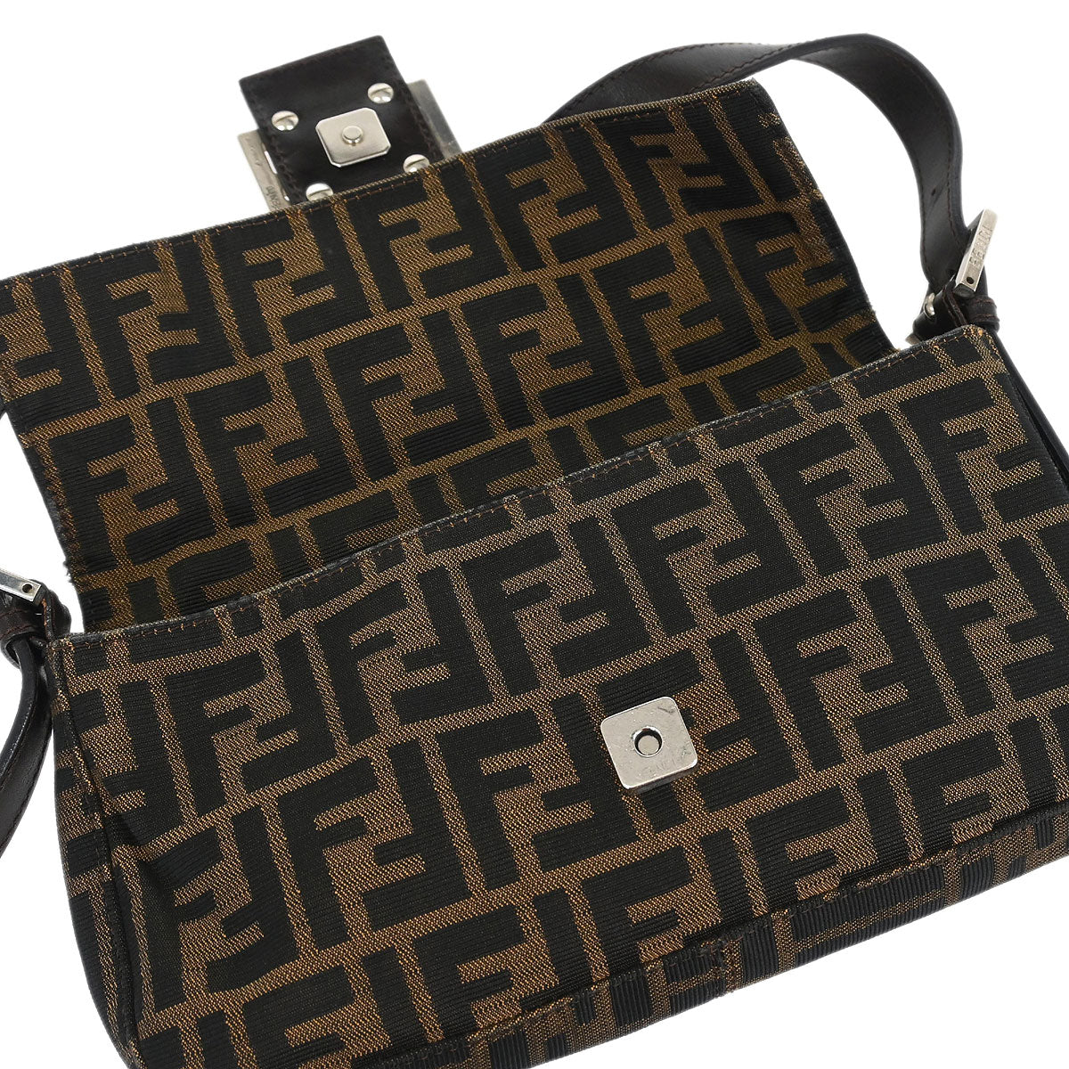 Fendi Brown Canvas Zucca Baguette Handbag