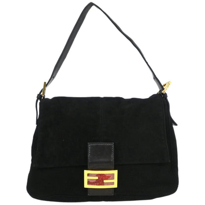 Fendi Black Suede Mamma Baguette Handbag