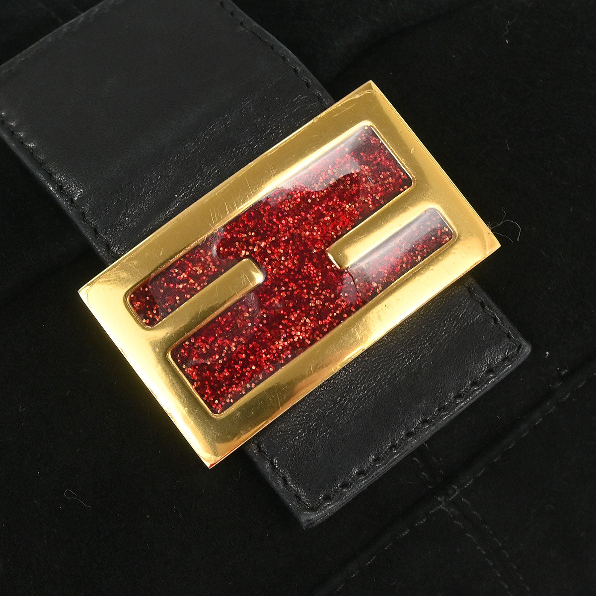 Fendi Black Suede Mamma Baguette Handbag