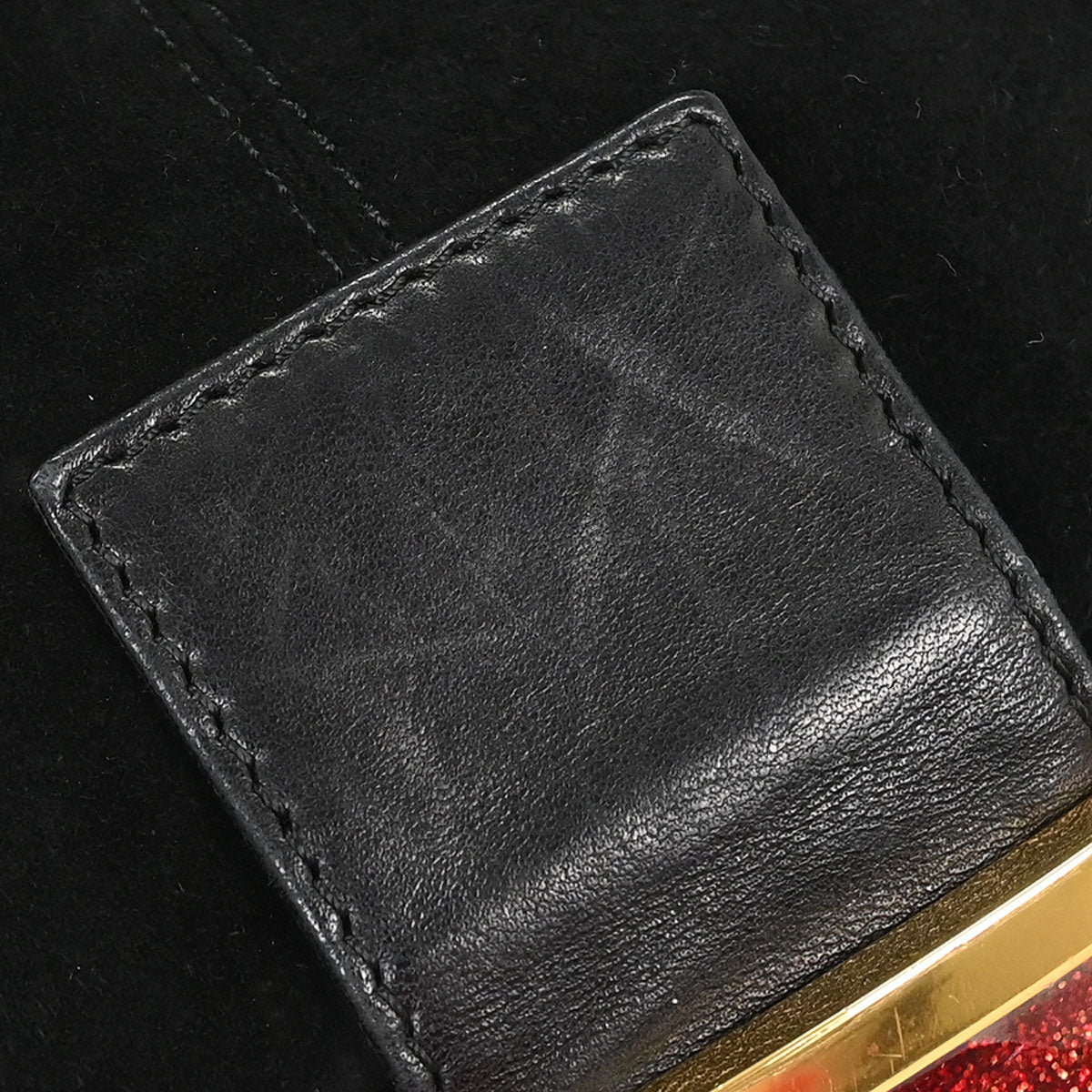 Fendi Black Suede Mamma Baguette Handbag